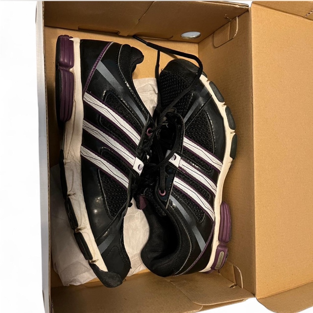 Adidas Women's Black and Lavender Sneakers